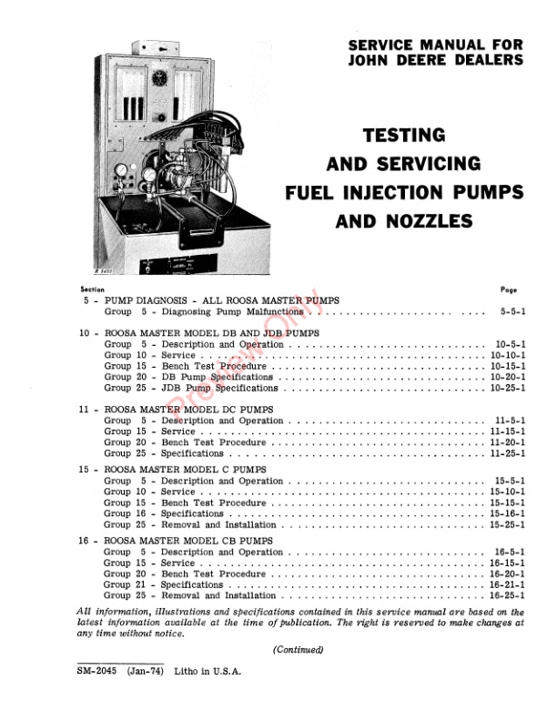 John Deere Testing And Servicing Fuel Injection Pumps And Nozzles Service Manual SM2045 01APR81 3