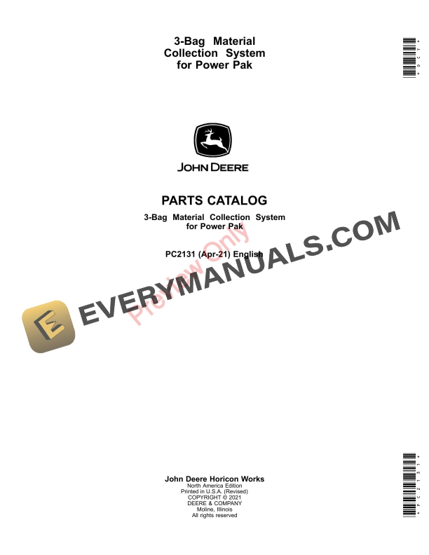 John Deere ThreeBag MCS For Power Pak Parts Catalog PC2131 26APR21