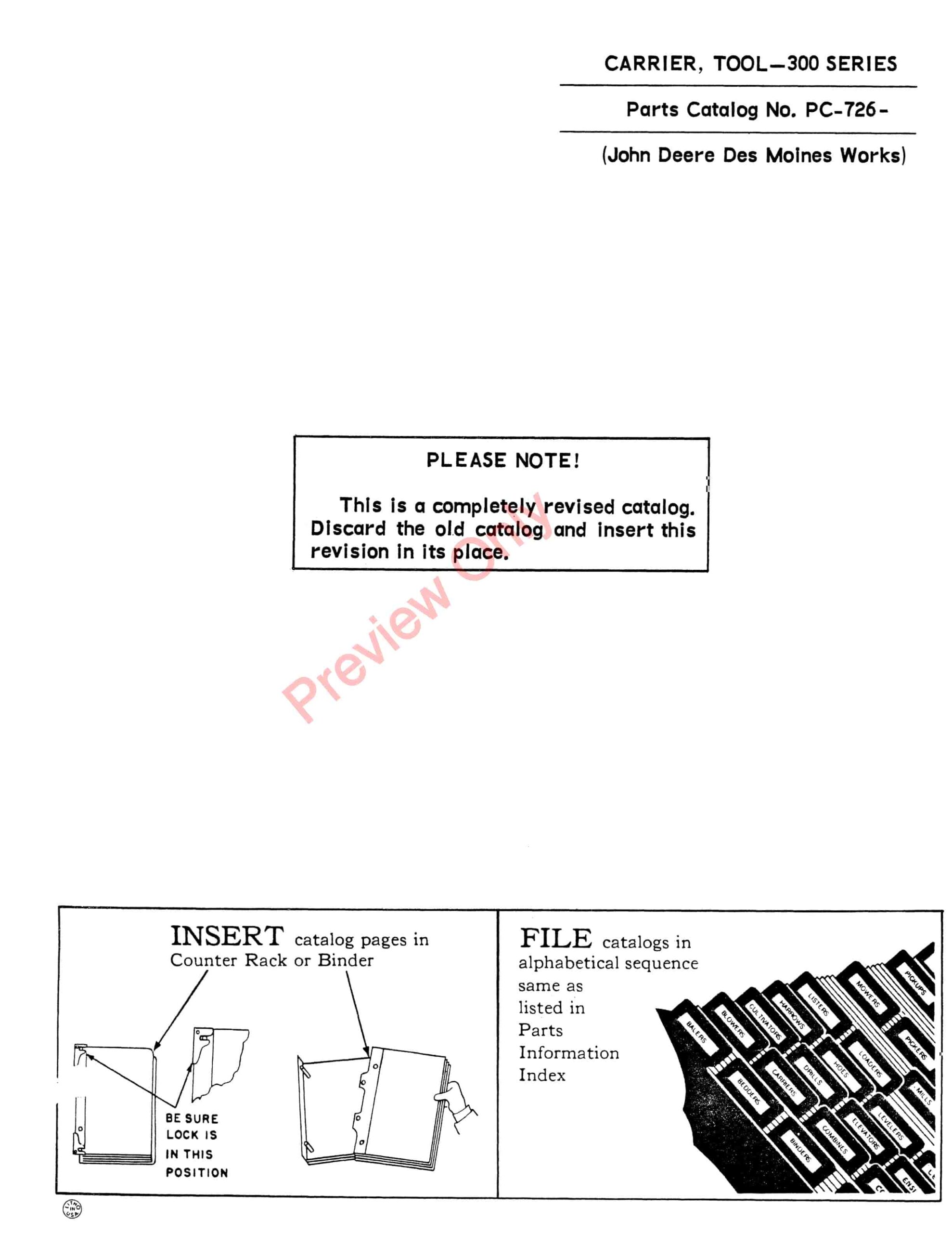 John Deere Tool Carrier – 300 Series Parts Catalog PC726 01JAN63-1