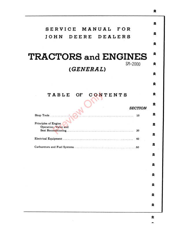 John Deere Tractors and Engines (Overview) Of Older Tractors Service Manual SM2000 01JUN52-3
