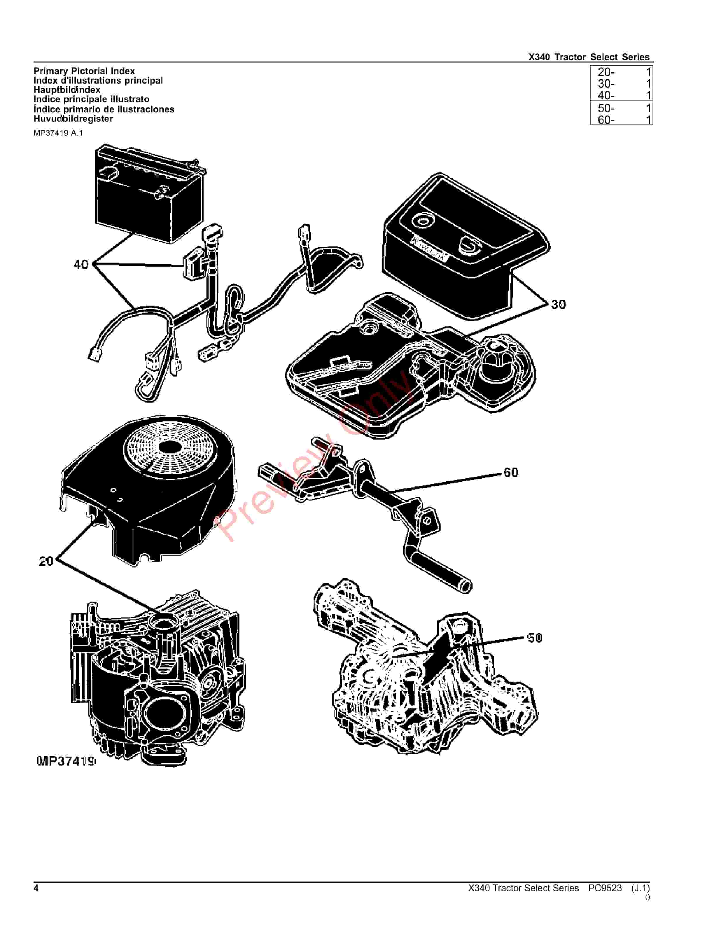 John Deere X340 TRACTOR SELECT SERIES Parts Catalog PC9523 10SEP23-4