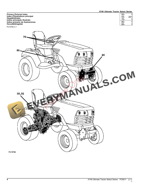 John Deere X748 Ultimate Tractor Select Series Parts Catalog PC9511 28OCT23