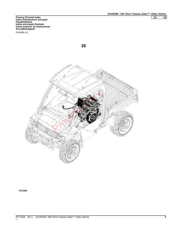 John Deere XUV825M 825 Short Chassis Gator Utility Vehicle Parts Catalog PC13309 10SEP23-3