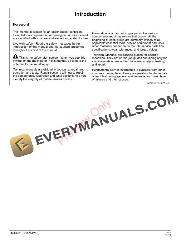 John Deere Z335E, Z335M, Z345M, Z345R, Z355E, Z355R and Z375R ZTrak