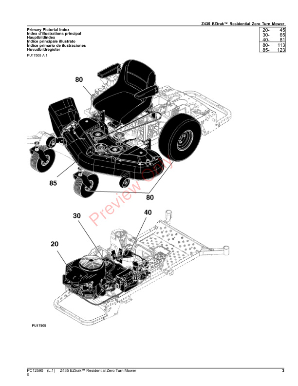 John Deere Z435 EZtrak Residential Zero Turn Mower Parts Catalog PC12590 21SEP23-3