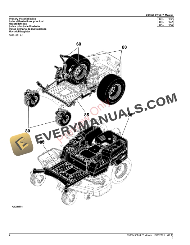 John Deere Z535M ZTrak Mower Parts Catalog PC12791 12NOV23