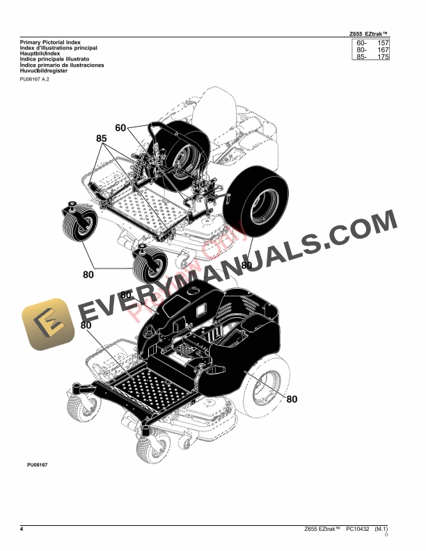 John Deere Z655 Eztrak Mower Parts Catalog PC10432 24AUG23