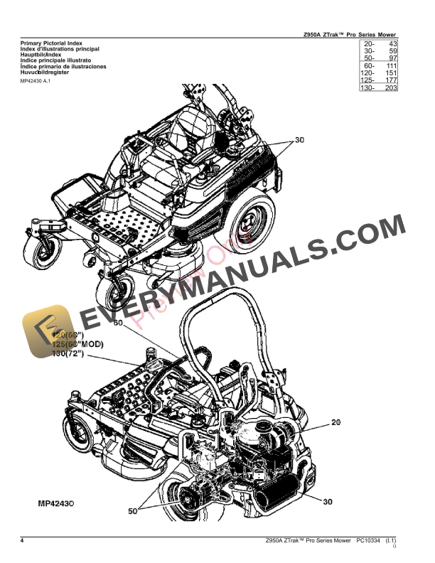 John Deere Z950A ZTrak Pro Series Mower Parts Catalog PC10334 26OCT23