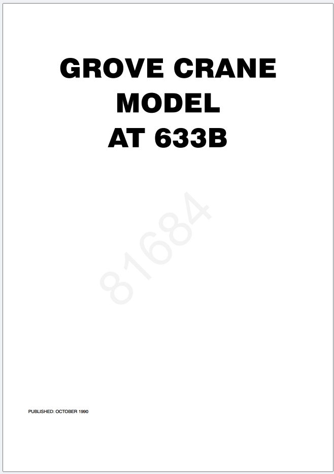 Grove AT633B Crane Schematic, Operator, Parts and Service Manual