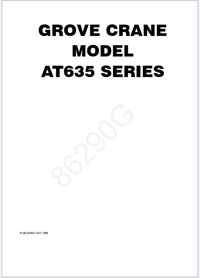 Grove AT635 Crane Schematic, Operator, Parts and Service Manual