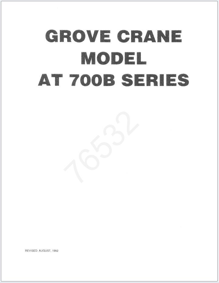 Grove AT740B Crane Schematic, Operator, Parts and Service Manual