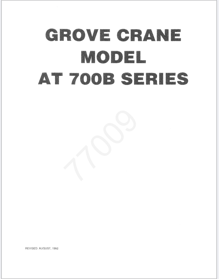 Grove AT750B Crane Schematic, Operator, Parts and Service Manual