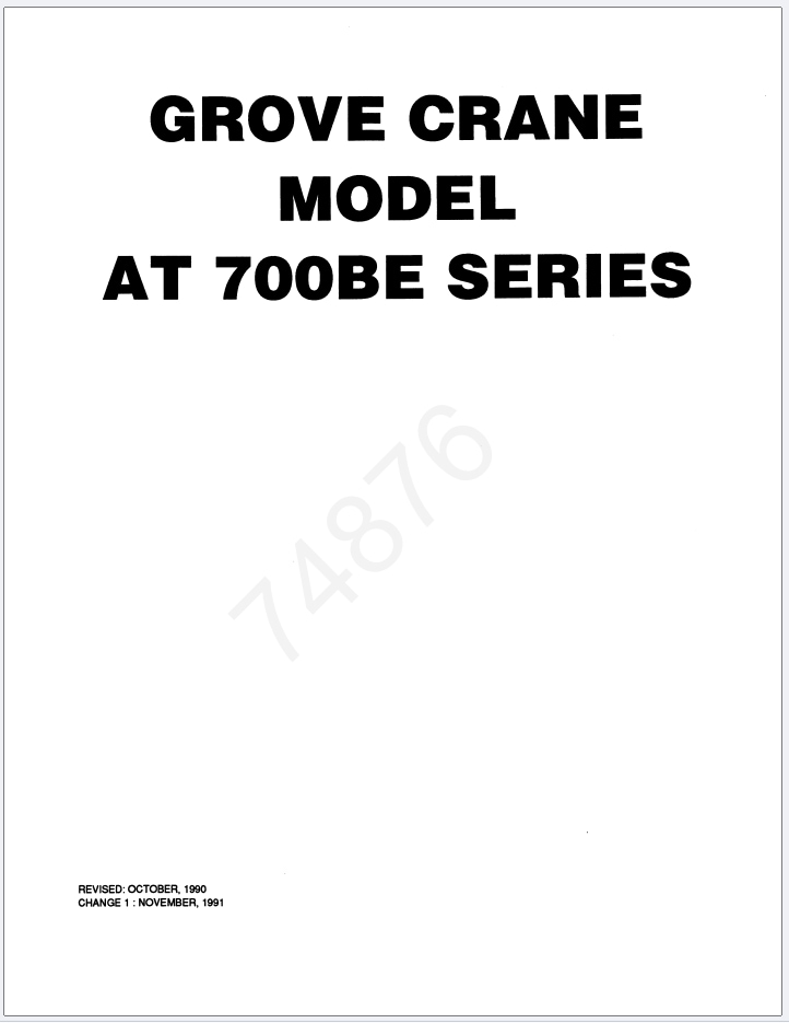Grove AT750BE Crane Schematic, Operator, Parts and Service Manual