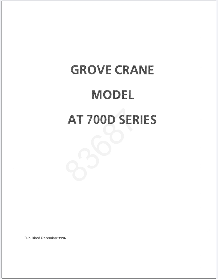 Grove AT750D Crane Schematic, Operator, Parts and Service Manual