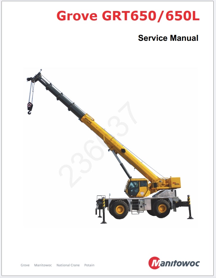 Grove GRT650 Crane Schematic, Operator, Parts and Service Manual