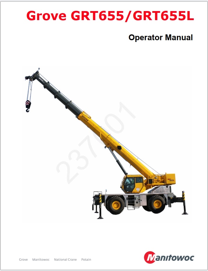 Grove GRT655 Crane Schematic, Operator, Parts and Service Manual