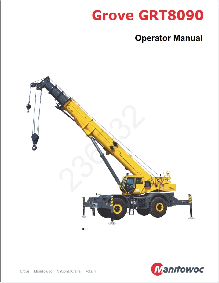Grove GRT8090 Crane Schematic, Operator, Parts and Service Manual