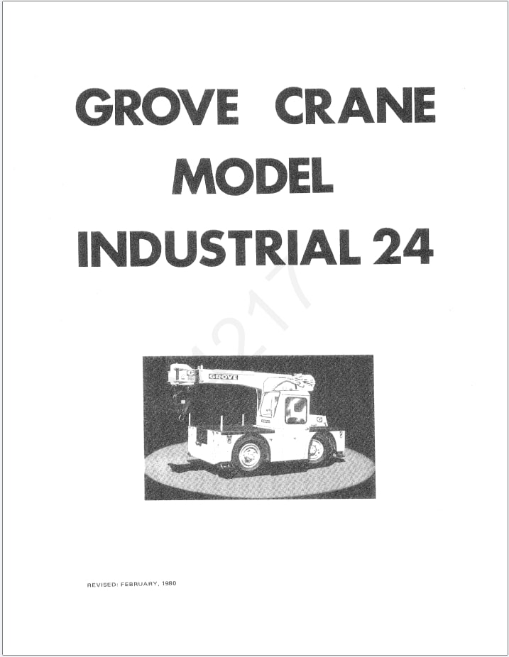 Grove Industrial IND24 Crane Schematic, Operator, Parts and Service Manual