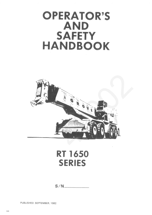 Grove RT1650 Crane Schematic, Operator, Parts and Service Manual