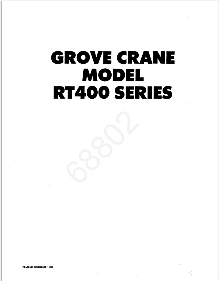 Grove RT418 Crane Schematic, Operator, Parts and Service Manual