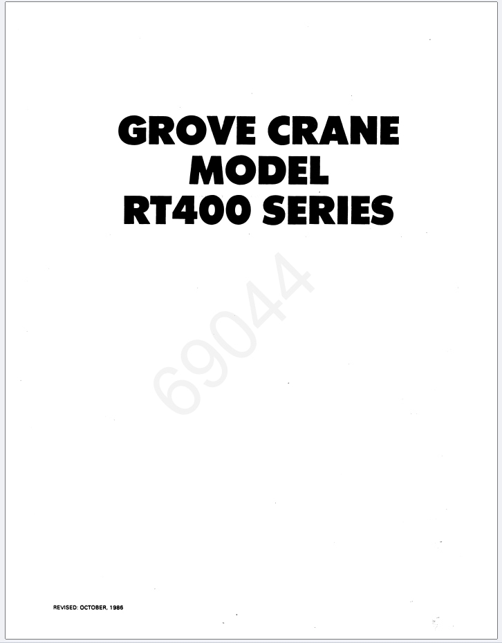 Grove RT422 Crane Schematic, Operator, Parts and Service Manual