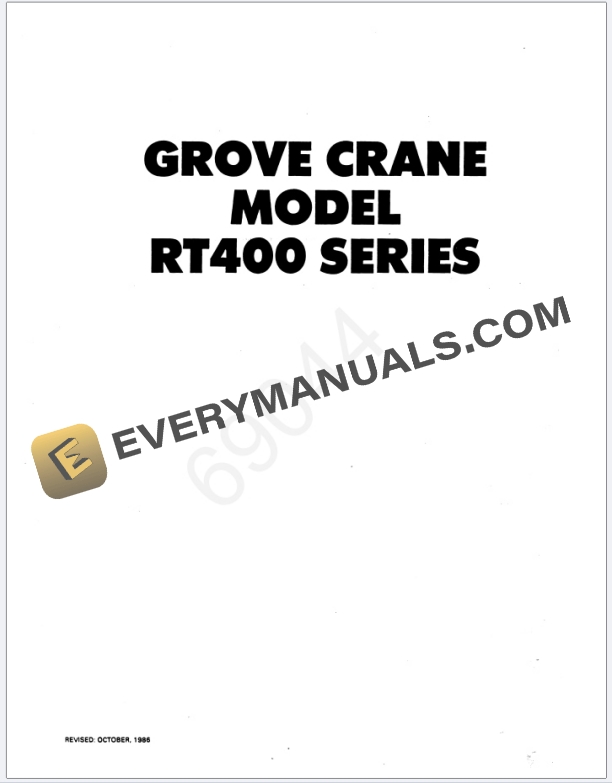 Grove RT422 Crane Schematic, Operators, Parts and Service Manual