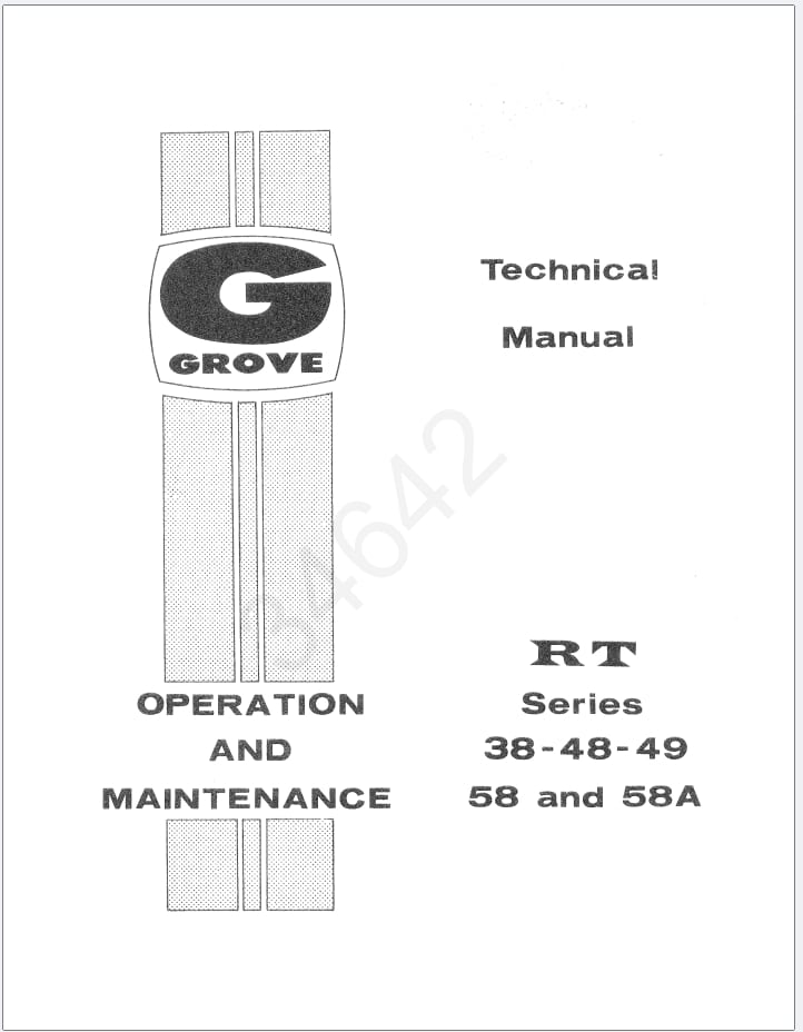 Grove RT49 Crane Schematic, Parts, Operation Instruction Maintenance Manual