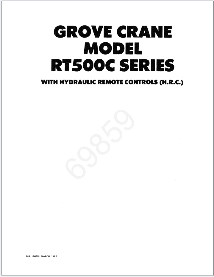 Grove RT518C Crane Schematic, Operator, Parts and Service Manual