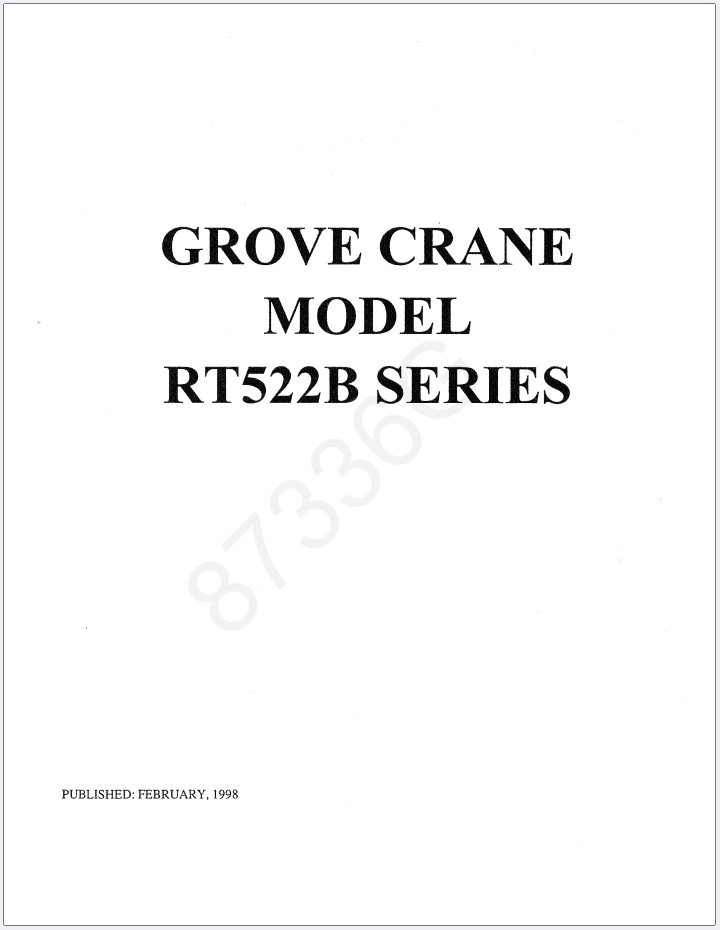Grove RT522B Crane Schematic, Operator, Parts and Service Manual