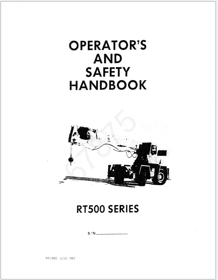 Grove RT525B Crane Schematic, Operator, Parts and Service Manual