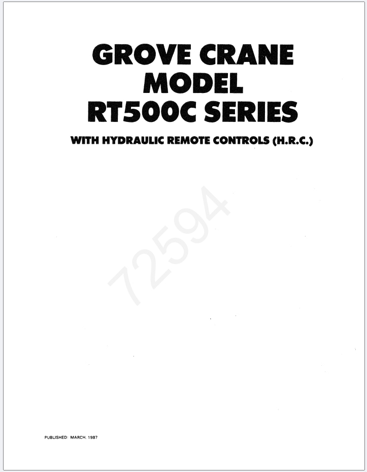 Grove RT525C Crane Schematic, Operator, Parts and Service Manual