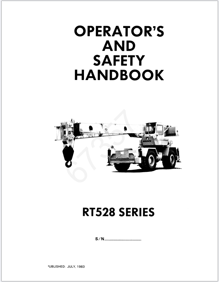 Grove RT528B Crane Schematic, Operator, Parts and Service Manual