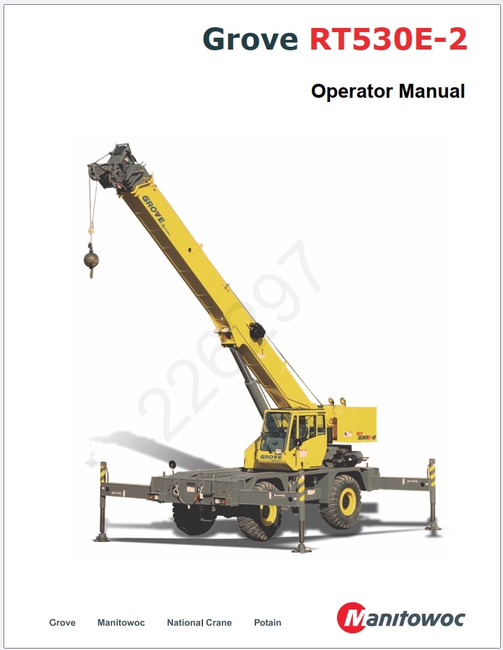 Grove RT530E-2 Crane Schematic, Operator, Parts and Service Manual