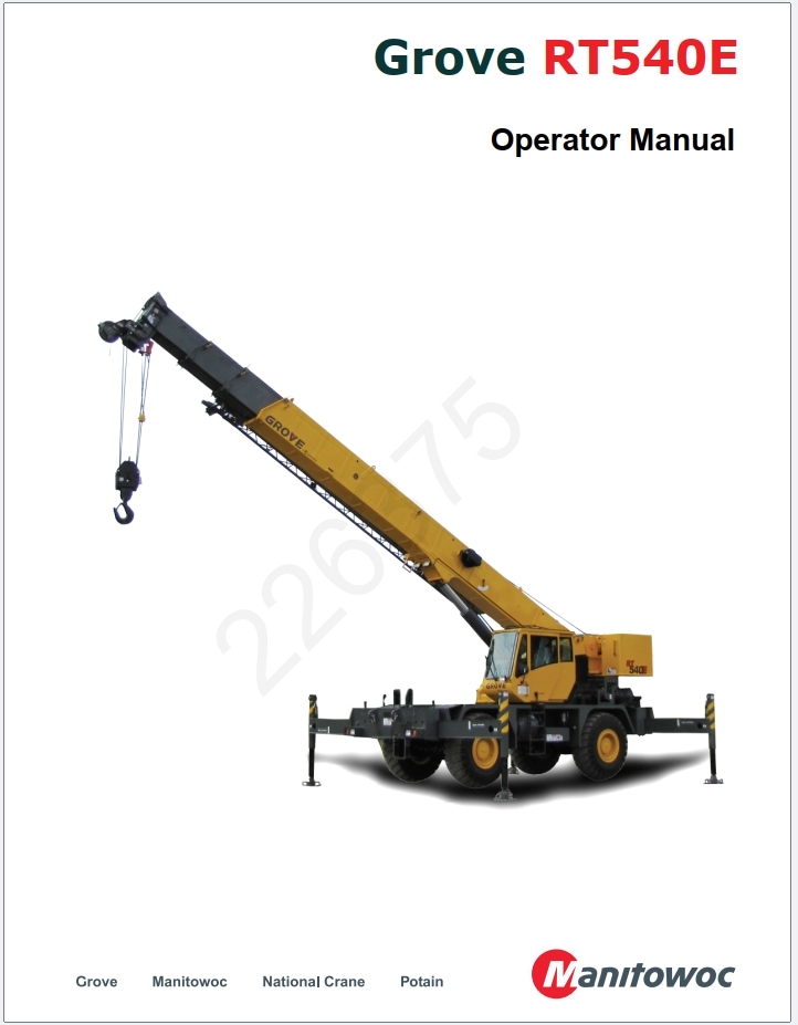 Grove RT540E Crane Schematic, Operator, Parts and Service Manual