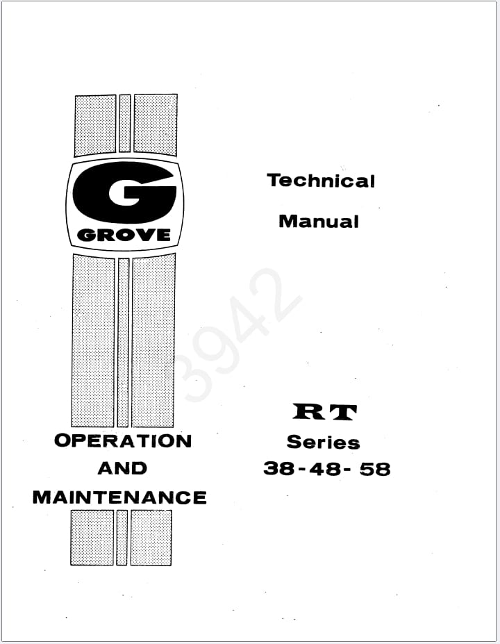 Grove RT58-7 Crane Schematic, Parts, Operator Maintenance Manual