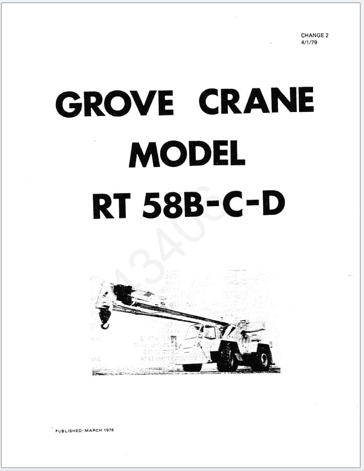 Grove RT58B Crane Schematic, Operator, Parts and Service Manual