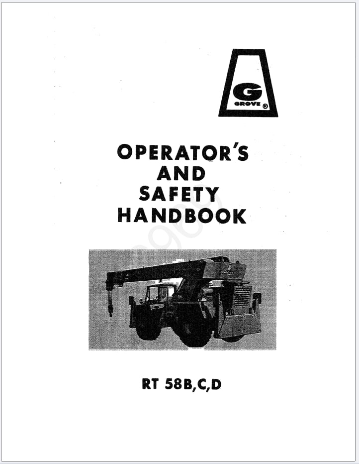 Grove RT58C Crane Schematic, Operator, Parts and Service Manual