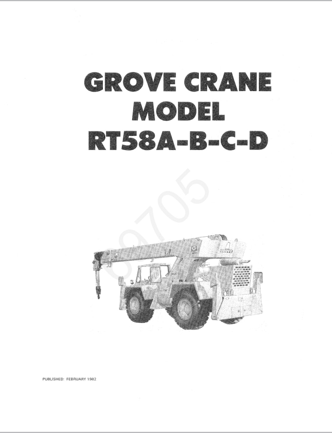 Grove RT58D Crane Schematic, Operator, Parts and Service Manual