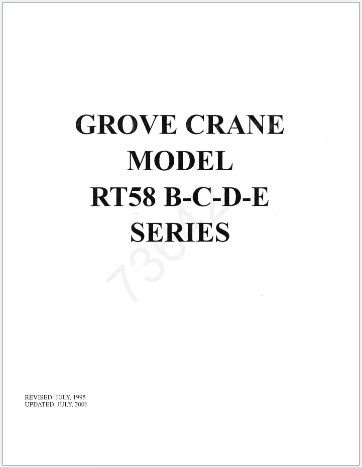 Grove RT58E Crane Schematic, Operator, Parts and Service Manual