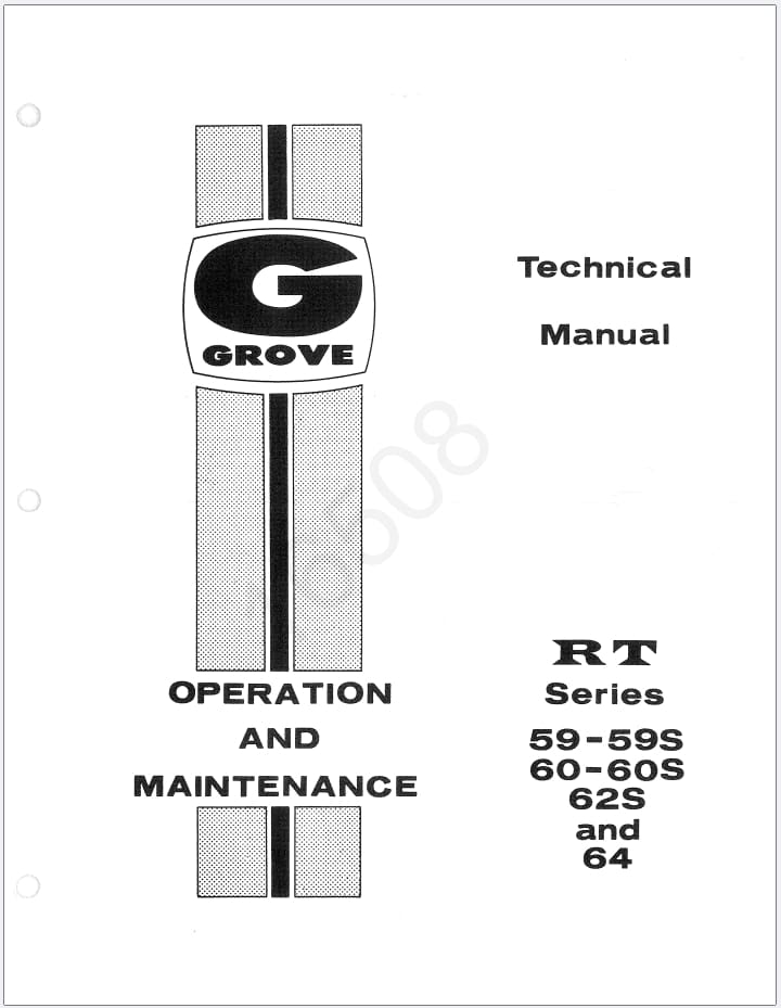 Grove RT60S Crane Schematic, Parts, Operator Maintenance Manual