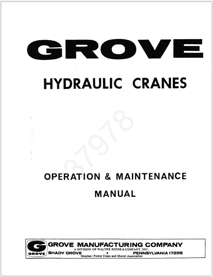 Grove RT62S Crane Schematic, Parts, Operation Maintenance Manual