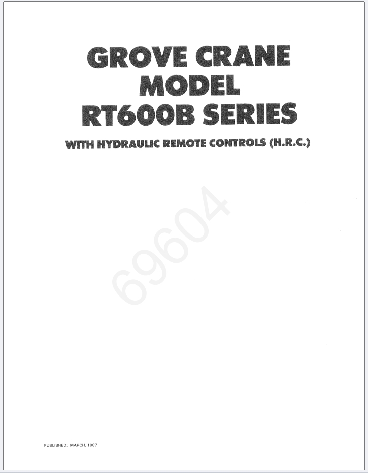 Grove RT630B Crane Schematic, Operator, Parts and Service Manual
