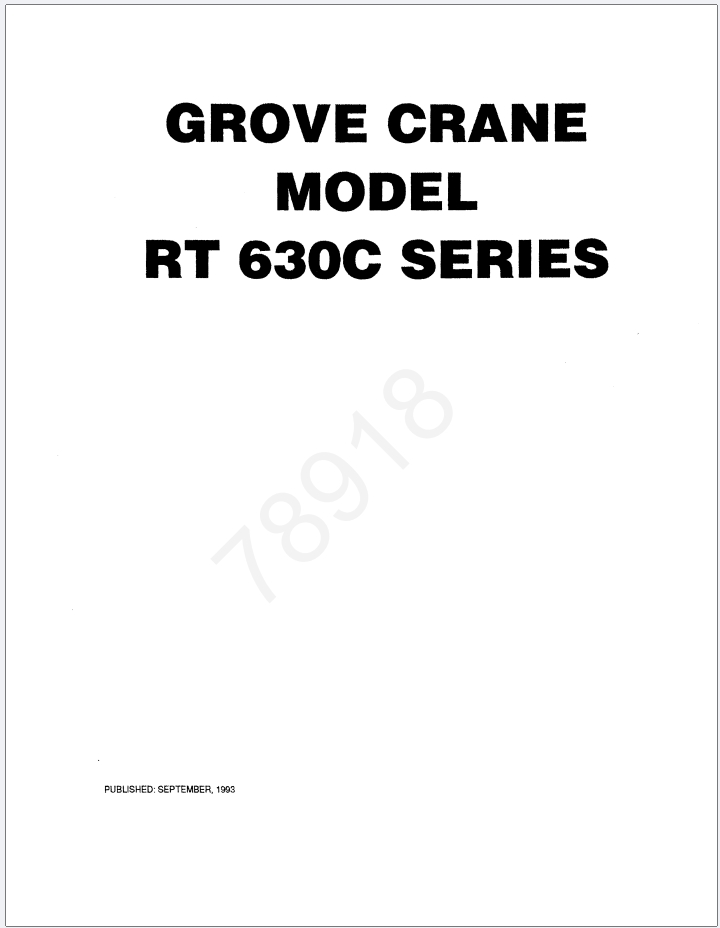 Grove RT630C Crane Schematic, Operator, Parts and Service Manual