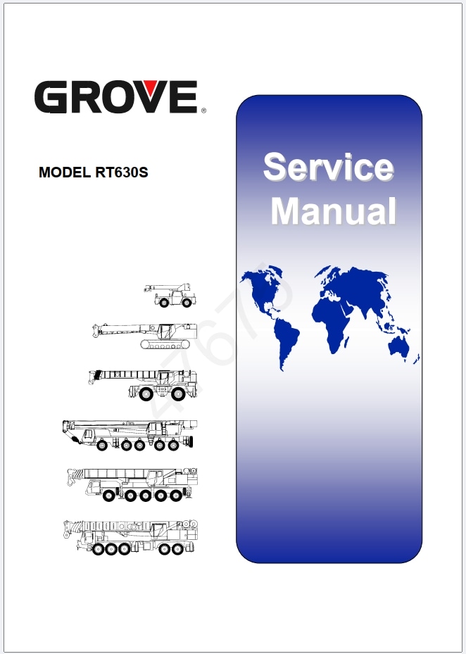 Grove RT630S Crane Schematic, Operator, Parts and Service Manual