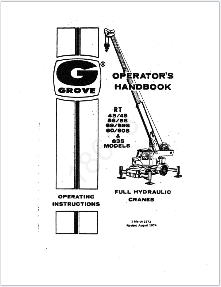 Grove RT63S Crane Schematic, Operator Instructions and Parts Manual