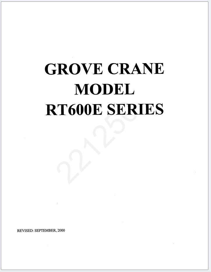 Grove RT640E Crane Schematic, Operator, Parts and Service Manual