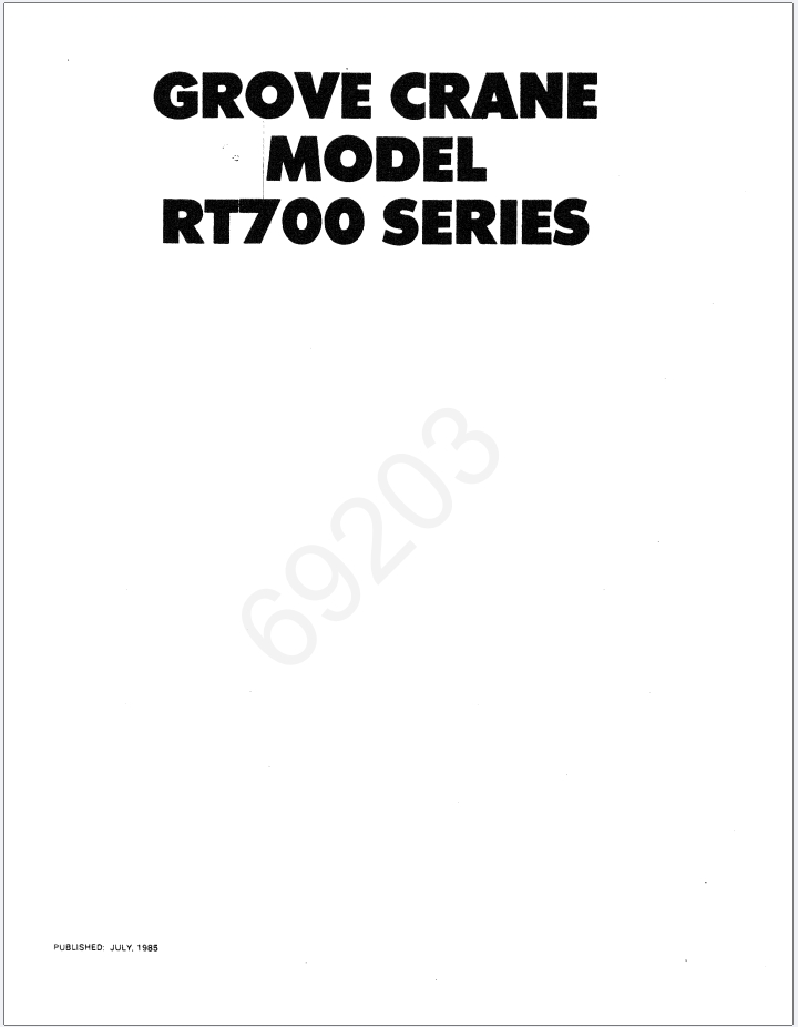 Grove RT735 Crane Schematic, Operator, Parts and Service Manual