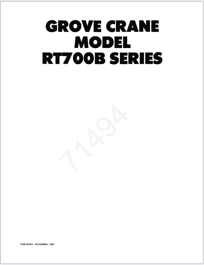 Grove RT740B Crane Schematic, Operator, Parts and Service Manual