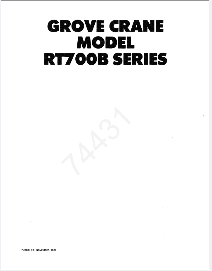 Grove RT744B Crane Schematic, Operator, Parts and Service Manual