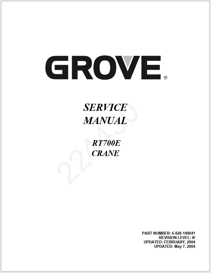 Grove RT745E Crane Schematic, Operator, Parts and Service Manual